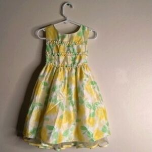 Vibrant Yellow and Green Square Neck Sleeveless Sundress